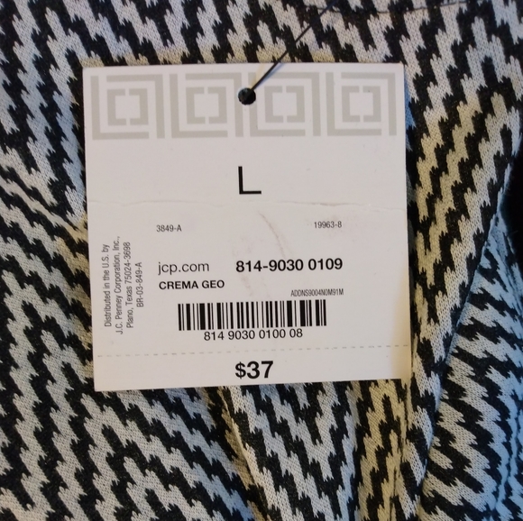Liz Claiborne Career black and white Chevron print, sleeveless blouse. Size L. - Picture 10 of 11